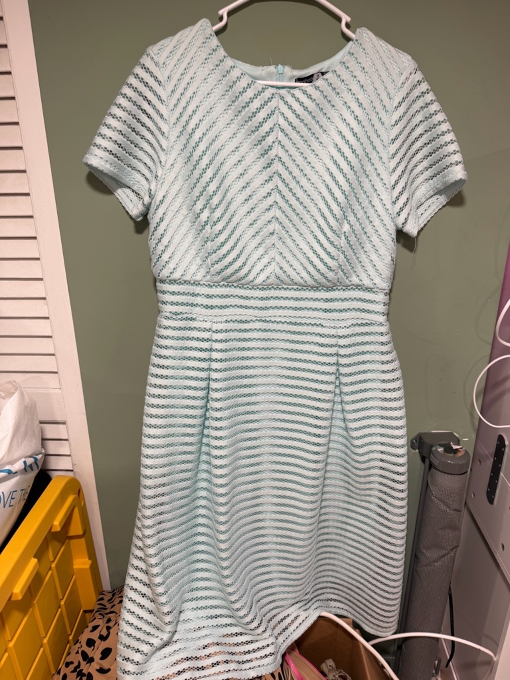 Boohoo Light Aqua Textured Fit & Flare Dress